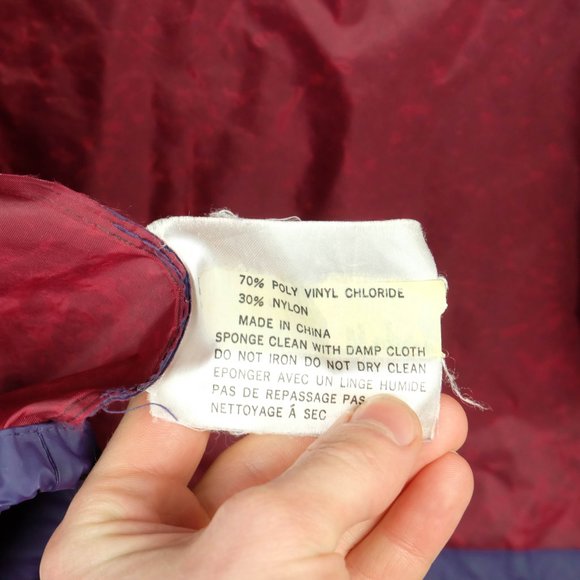 Vintage Mens Rain Coat Large Purple Nylon Waterproof Northern Reflections 80s - Picture 11 of 14